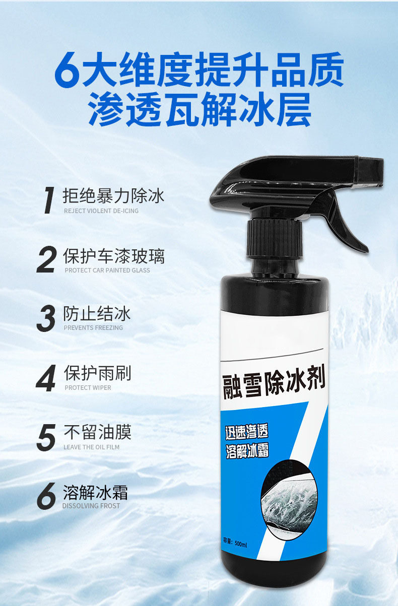 товар из китая 到手3瓶冬季汽车玻璃除冰剂汽车专用除霜喷雾剂化雪剂除霜融雪剂 No brand