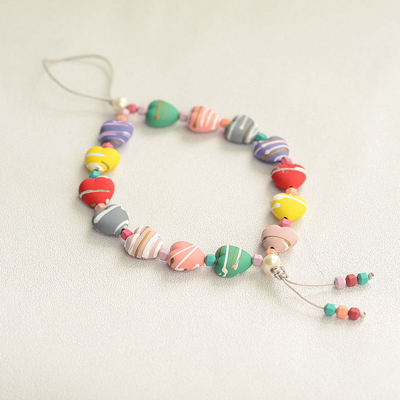 Acrylic flower pearl women's mobile phone decorative chain pendant net red anti-lost pendant lanyard short