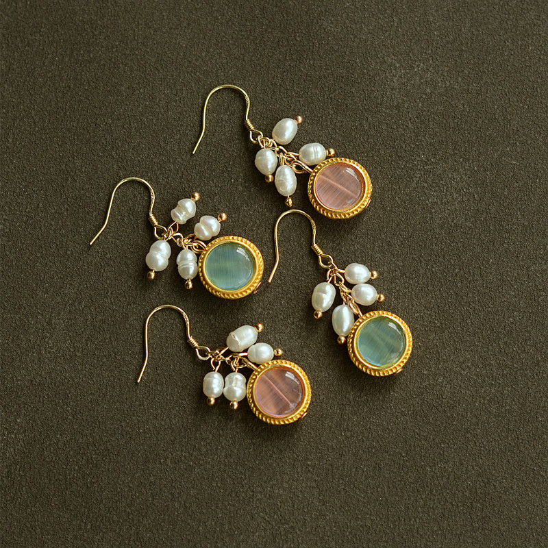 Original design French simple temperament retro pearl earrings 925 sterling silver ear hook earrings hypoallergenic earrings earrings