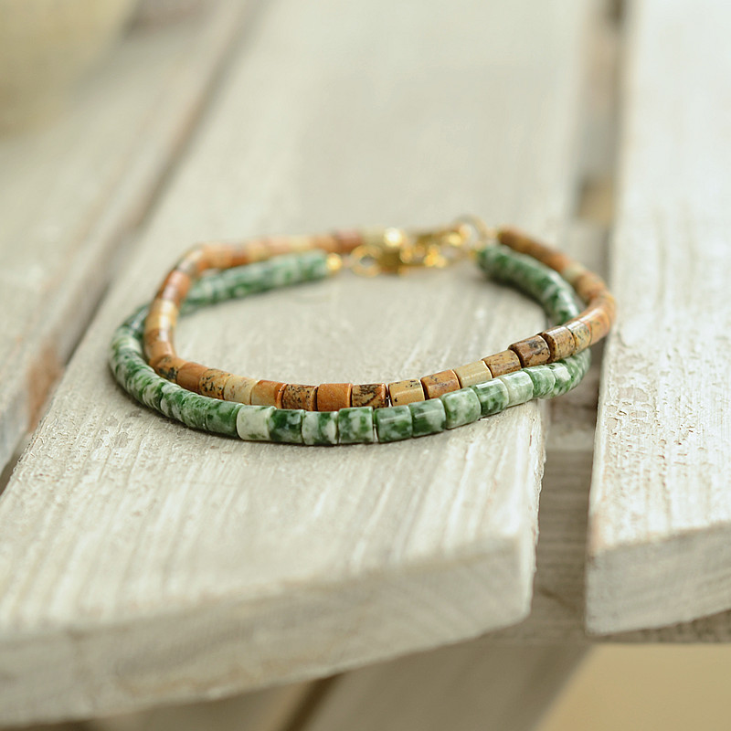 2021 new cold wind green dot jade picture stone simple retro forest couple men and women anklet anklet jewelry