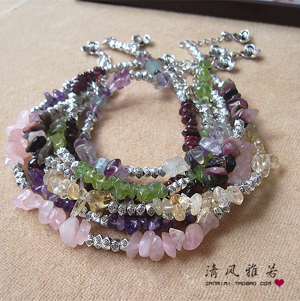 Tự nhiên citrine tourmaline bột tinh thể garnet citrine fluorite olivine thạch anh hoa vòng chân vòng hoa - Vòng chân lắc chân nữ pnj