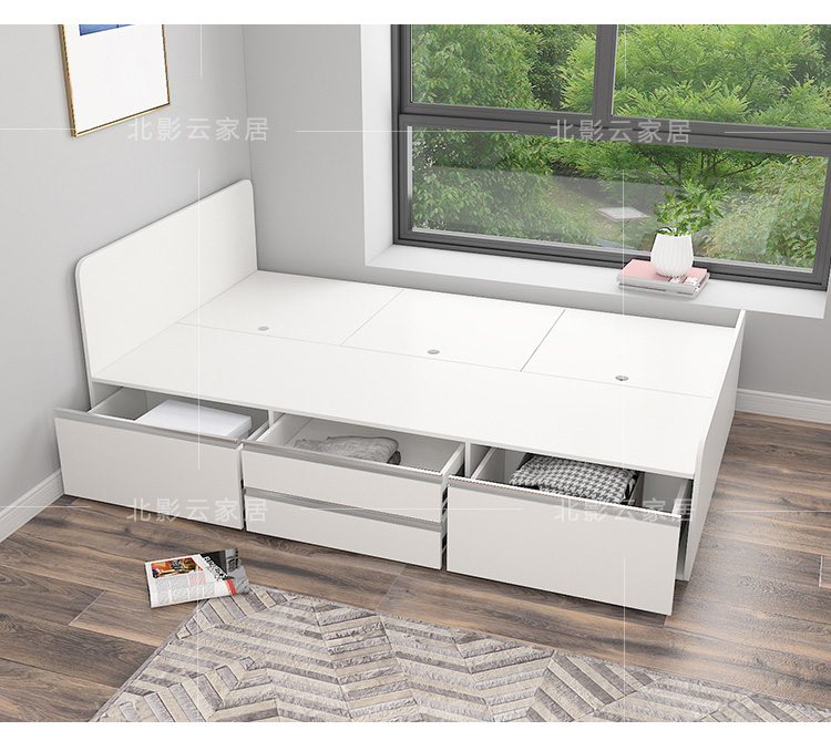 Tuỳ phòng ngủ Bắc lưu trữ ngăn kéo 1,5 tấm m giường Giường đôi giường gỗ đơn vị nhỏ cấp chỗ ở bể giường cao - Giường giường đơn