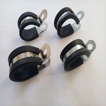 304 rubber-coated R-type pipe clamp SKM corrugated pipe fastening clamp metal with rubber pad automotive wiring harness clamp Φ18 5