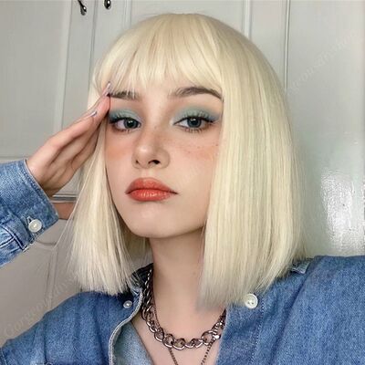 golden bobo hair girls party short wigs