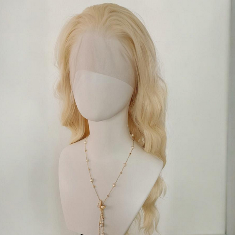 613 Gold [Hand-Crocheted Cosplay Wig] 13×4 Large Lace Cosplay Performance Big Wave Wig Raw Hair Wigs