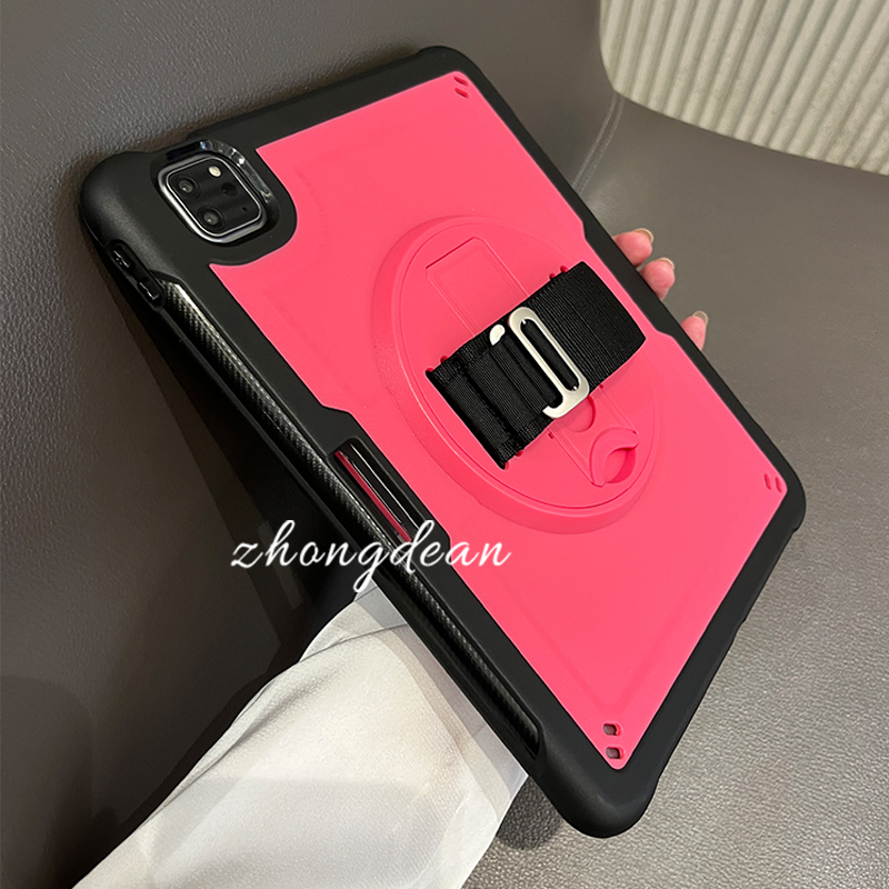 360-Degree Rotating Protective Case for Apple iPad iPad 10 Tablet, Air6/7 Full Coverage, Pro 11inch Shockproof, Mini6 Silicone, Air 13inch Children's Learning Wrist Strap, Mini7 Handheld Hard Case, Ipad9