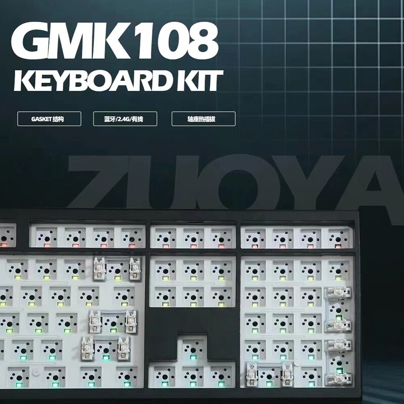 Gmk108 Mechanical Keyboard for Girls, Cute Gasket Structure Rgb Wired Bluetooth Keyboard Kit for Office Typing
