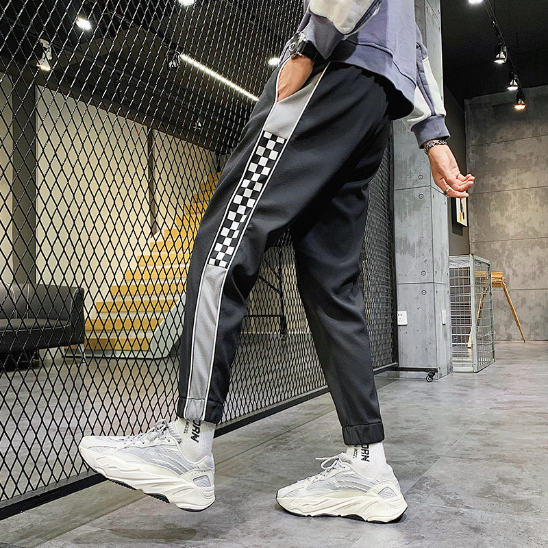 秋季裤子男韩版潮流束脚裤男士休闲裤哈伦裤嘻哈运动裤宽松工装裤