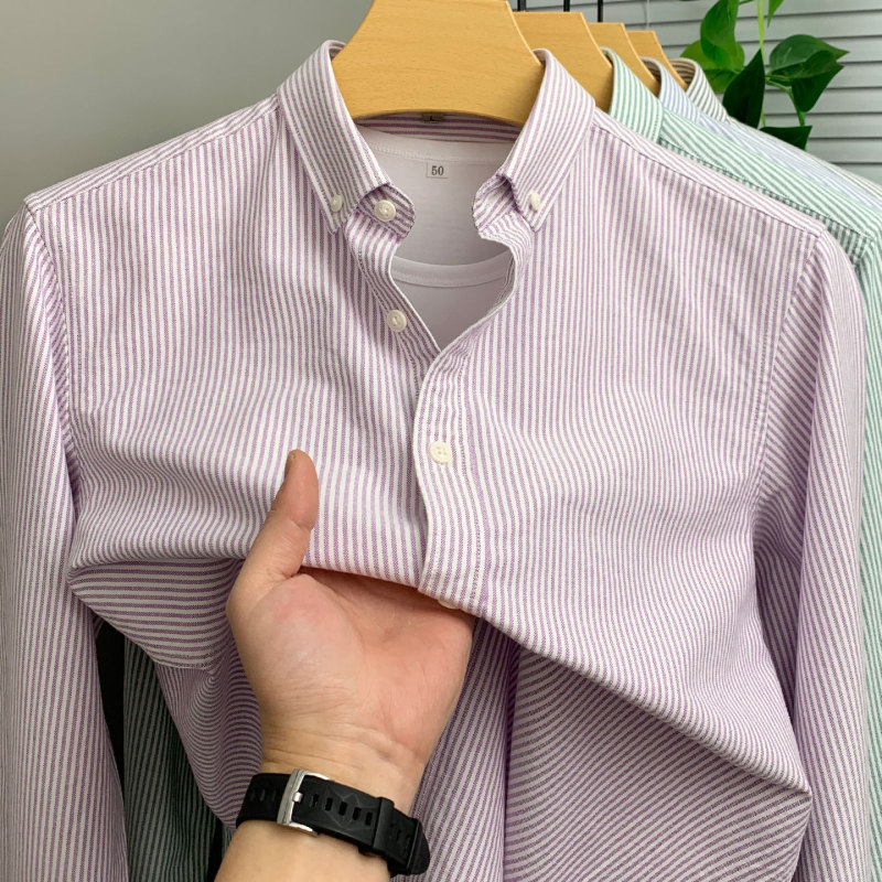100% Pure Cotton Vertical Striped Long-Sleeve Shirt for Men, Business Casual Shirt, New Spring and Autumn Casual Versatile Shirt 100% Pure Cotton Vertical Striped Long-Sleeve Shirt for Men, Business Casual Shirt, New Spring and Autumn Casual Versatile Shirt