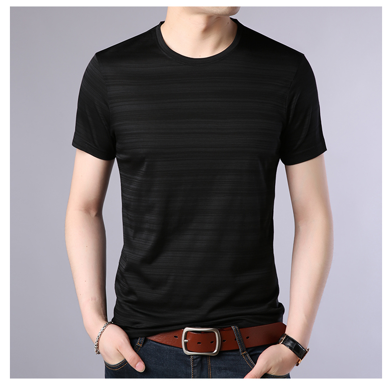 Áo thun nam tay ngắn cổ tròn mùa hè mới sóng nam Phiên bản Hàn Quốc của quần áo cotton lụa 丅 phần mỏng máu t thin Áo thun nam Hàn Quốc