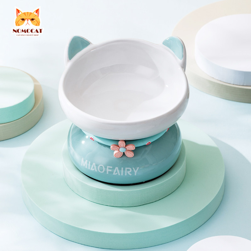 Meow Fairy Ceramic Cat Bowl Protects Cervical Oblique Dog Food Bowl Canned Bowl Water Bowl Prevents Spilling Pet Bowl Cat Food Bowl
