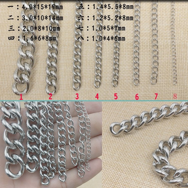 304 stainless steel button chain listing opening chain luggage necklace hanging chain DIY handmade decorative chain sub-key chain