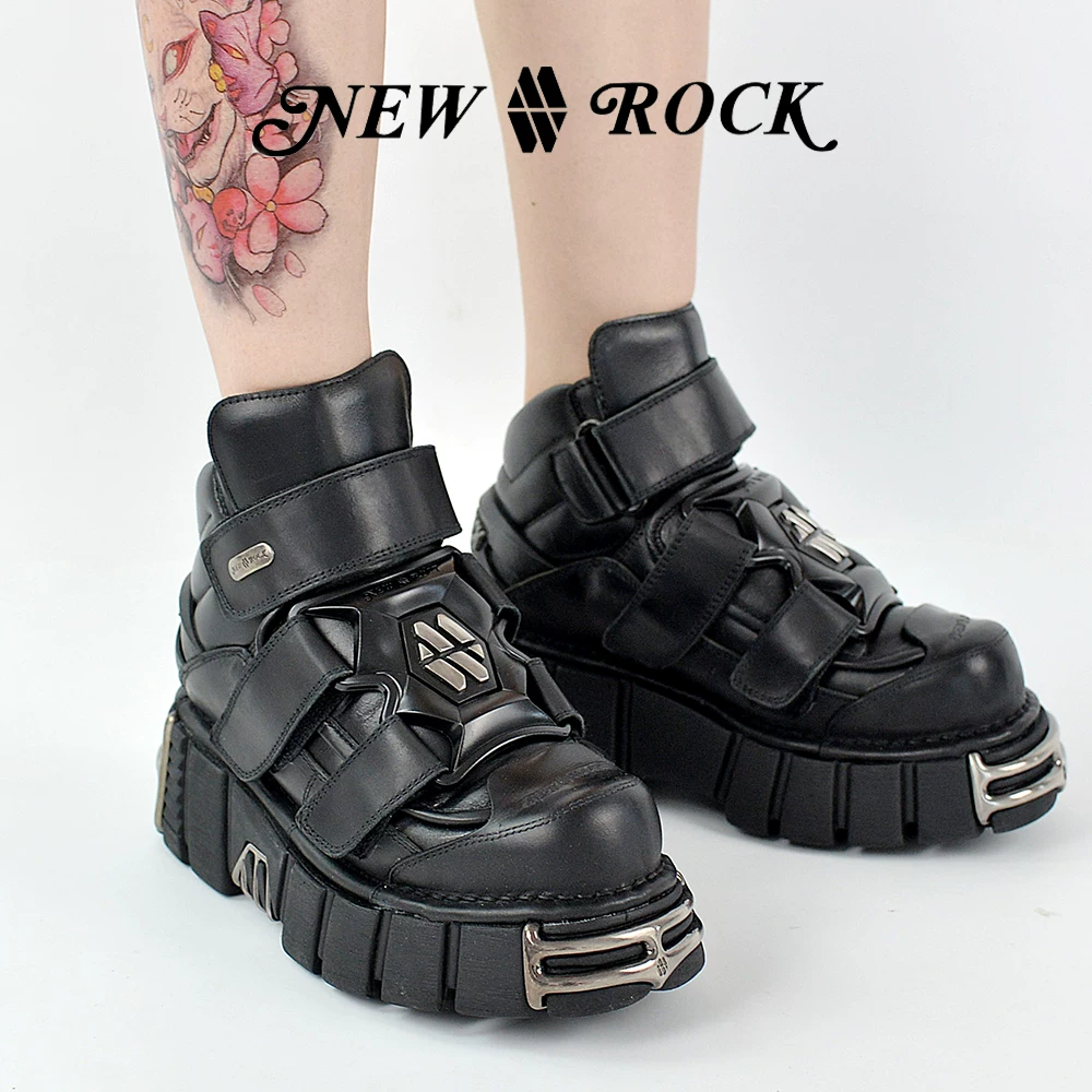 Newrock аутентичные классику кожаные панк высокие кроссовки