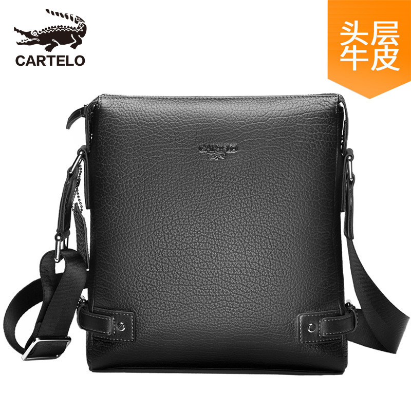 Caravan Alligator Single Shoulder Bag Men Genuine Leather Skew Satchel Large Capacity Small Number Vertical head layer Bull Leather Bag 2021 new