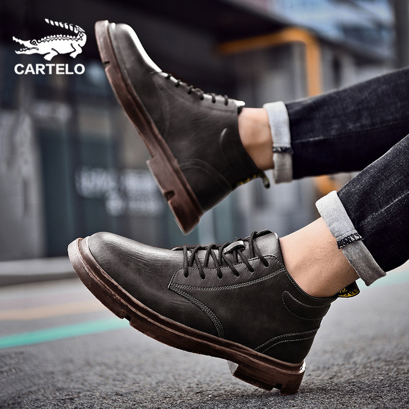 Crocodile men Martin boots genuine leather winter warm and snowy leather shoes plus suede thickened 2021 new Inn wind cotton shoes