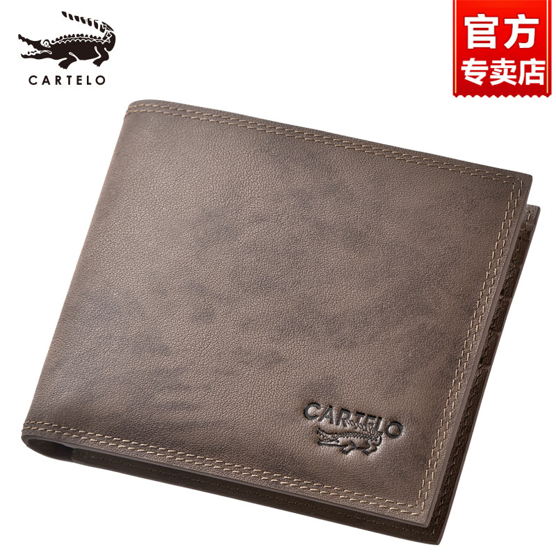 Katerlele Crocodile Men's Wallet Short leather Large capacity driver's license Money clip headband Bull Leather multi-clamping leather clip
