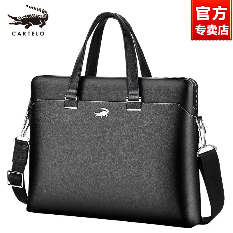 Caravan Alligator Men's Handbag Genuine Leather Large Capacity Business Head Layer Cow Leather Single Shoulder Inclined Satchel Briefcase Man