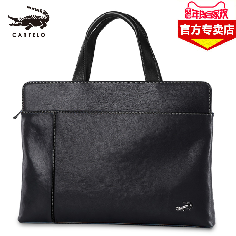 CARTELO Cardy Crocodile Men's briefcase genuine leather Yoko Casual Head Layer Bull Leather Bag Business Handbag