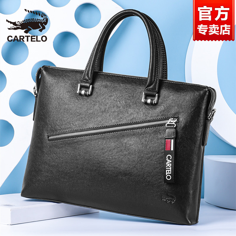 Caravan Crocodile Men's briefcase Genuine Leather Large Capacity Business Baotou Layer Ox Leather Skew Satchel Handbag New