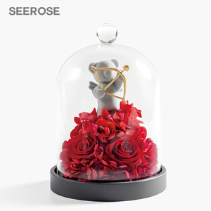 SEEROSE永生玫瑰保鲜花丘比特熊摆件