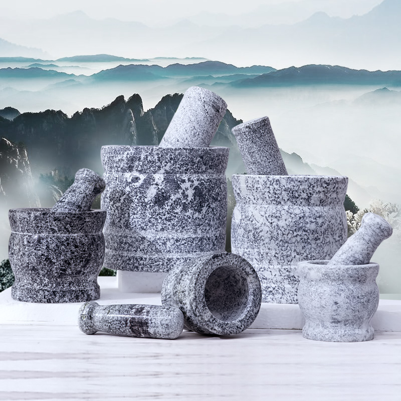 Press Garlic Machine Stone Mortar Natural Green Stone Garlic Clay Ware Domestic Grinding Machine Mashing Jar Old Garlic Press Garlic Press Garlic Mortar
