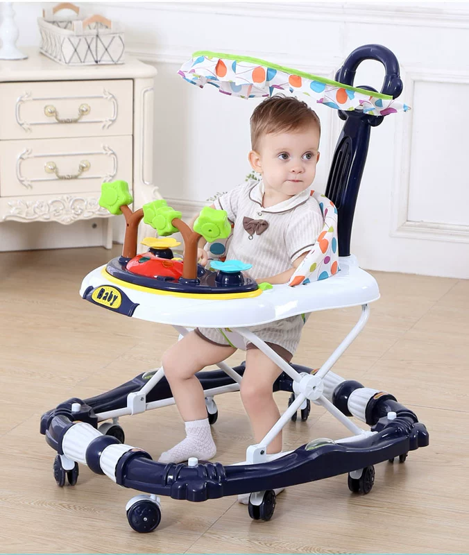 Trẻ sơ sinh toddler walker đa chức năng chống rollover 6 7-18 tháng nam bé gái chống O-chân đẩy có thể ngồi xe tròn tập đi cho bé