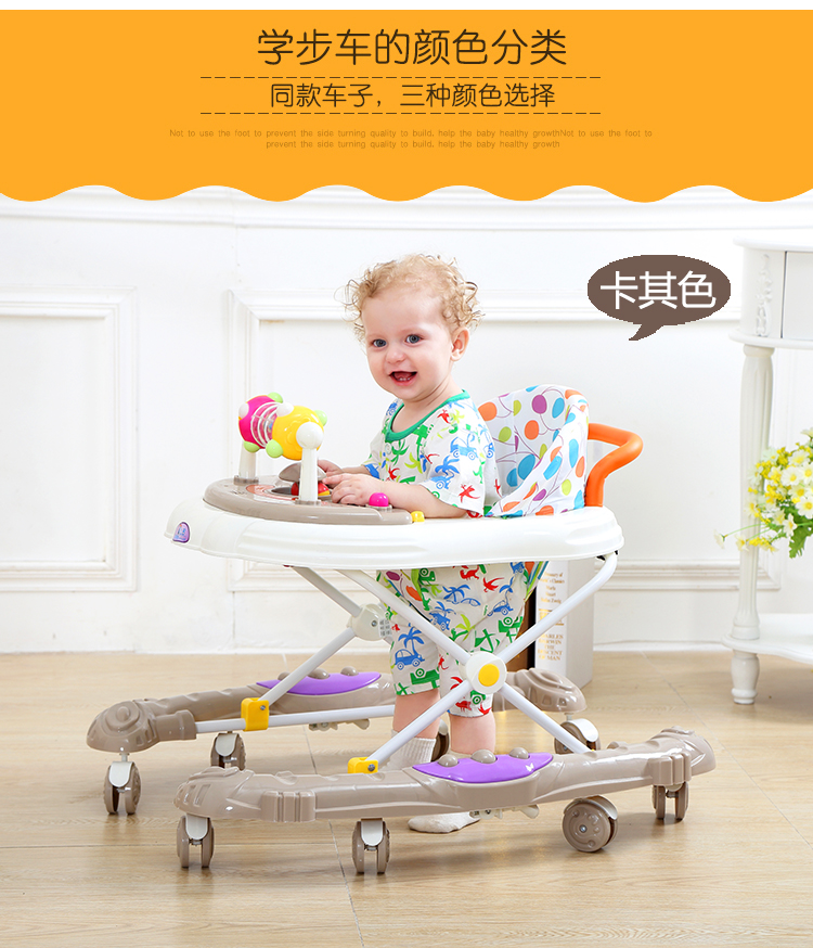 Baby Walker 6 7-18 tháng bé Rollover đa chức năng tay đẩy dễ dàng gấp chàng trai và cô gái học lái xe