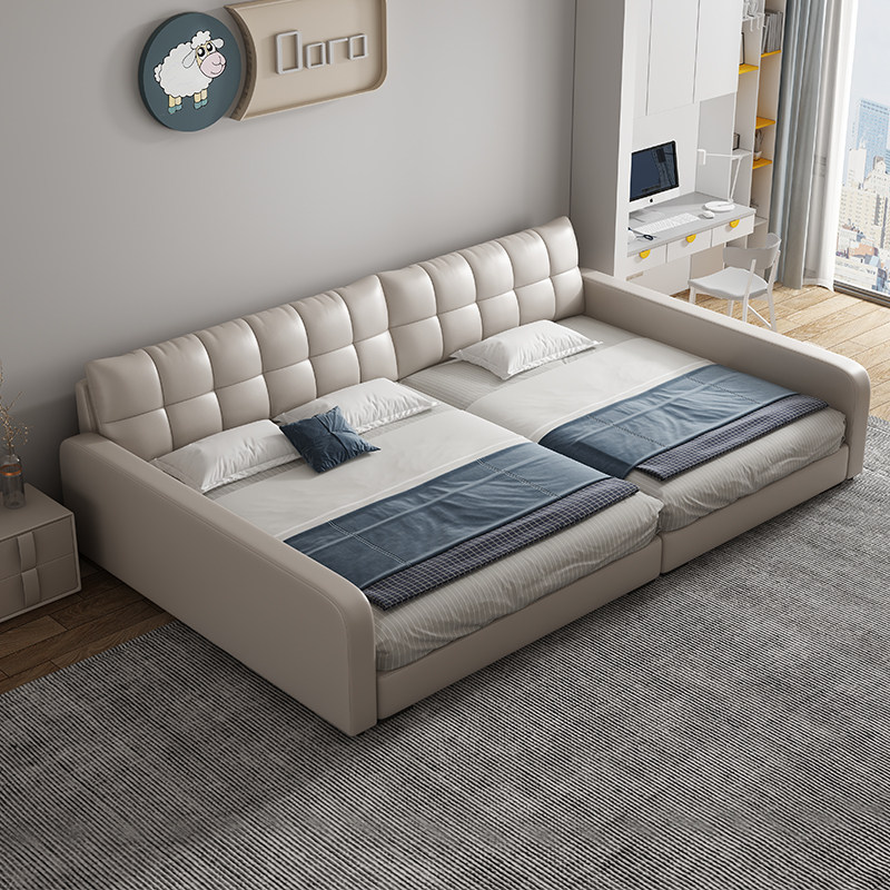 Modern minimalist tatami 3 M family two or three children parent-child oversized widen 2 2 4 M master bedroom leather cloth bed