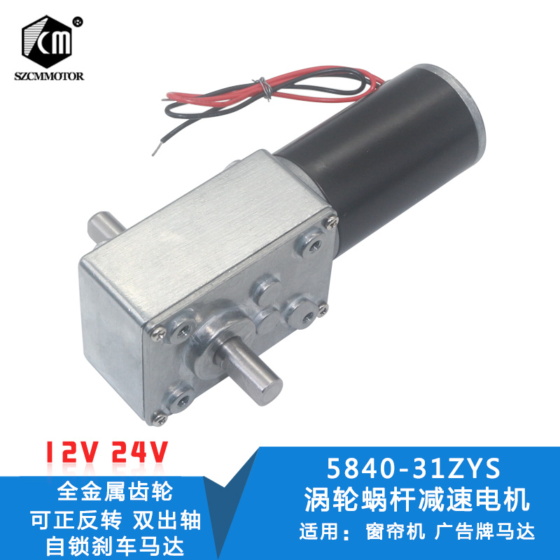 5840-31zy double output shaft Turbo Worm reduction 12v DC motor 24v All Metal Gear self-locking motor