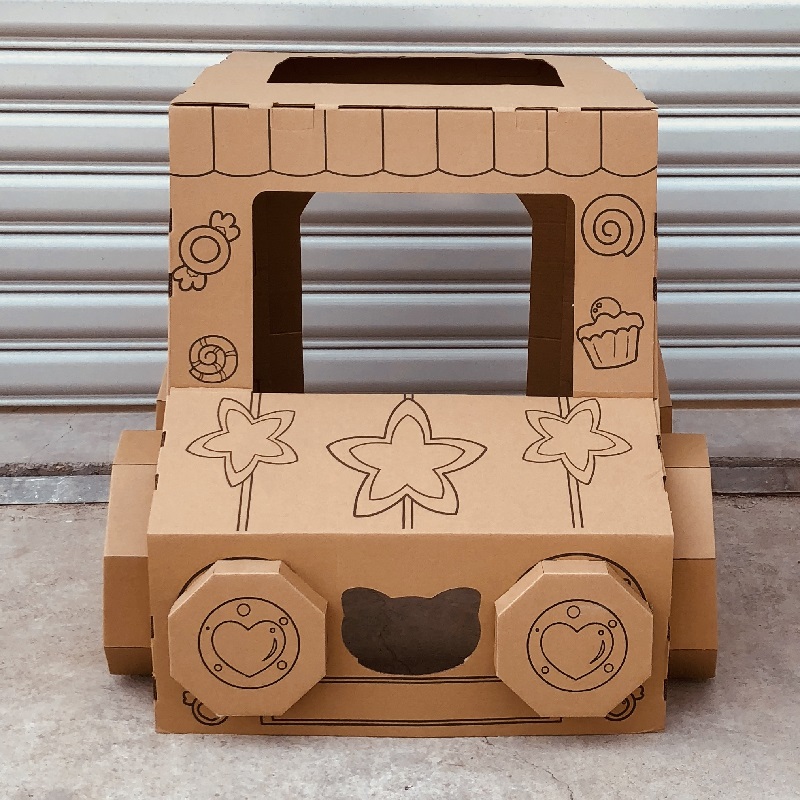 Kindergarten stage performance props paper car children's car police car large-scale mosaic hand-painted DIY coloring toys