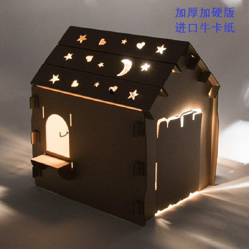 Children's cardboard house parent-child game house toy house handmade diy graffiti kindergarten performance props paper house