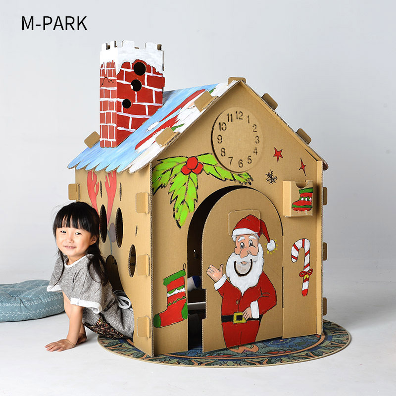 Hard paper leather room paper oversized DIY toy house hand-assembled to dress up family wine children's play house graffiti thickened