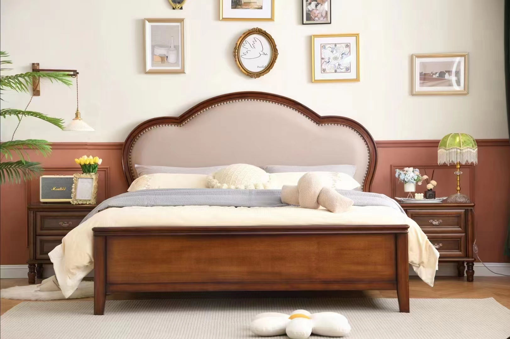 American full solid wood bed 1 8 m double bed master bedroom with light luxury modern simplicity about 1 5m storage bed princess bed-Taobao