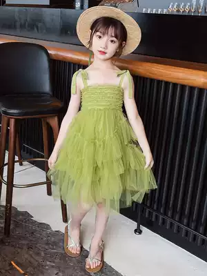Girls ' skirts summer 2021 new Western style thin sling princess one-piece skirt summer children's net red cake skirt