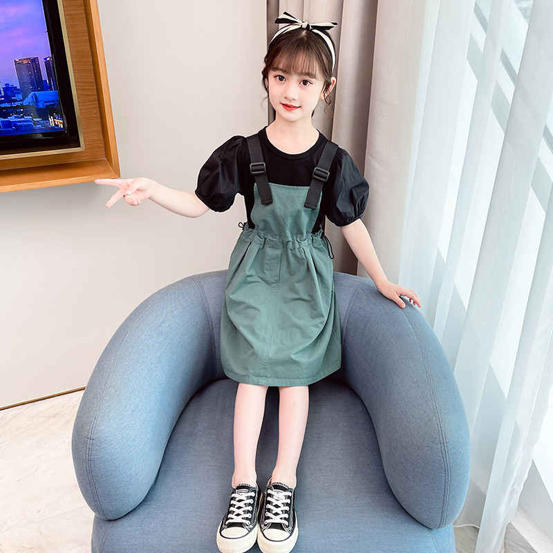 Girl dress summer 2021 new foreign style Net red Korean dress children's clothing summer children's dress