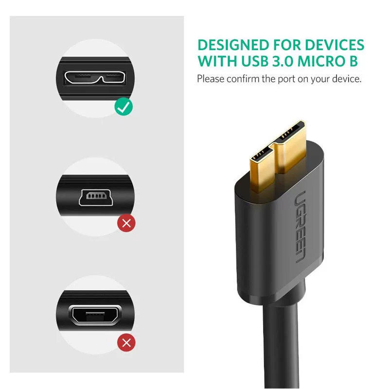 Зеленый кабель micro USB 3.0 2.1A для быстрой зарядки и передачи данных, жесткий диск