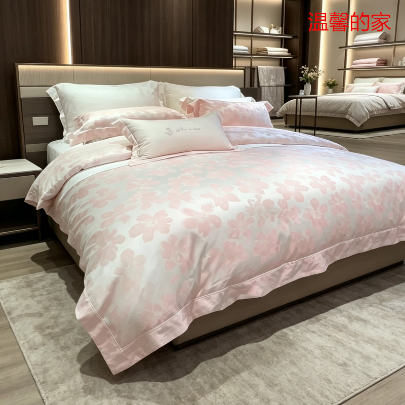 Mine/2026 New Product Small Floral Pink Long-Staple Cotton Yarn-Dyed Jacquard Four-Piece Set First Love Same Style as in Shopping Malls Mine/2026 New Product Small Floral Pink Long-Staple Cotton Yarn-Dyed Jacquard Four-Piece Set First Love Same Style as in Shopping Malls
