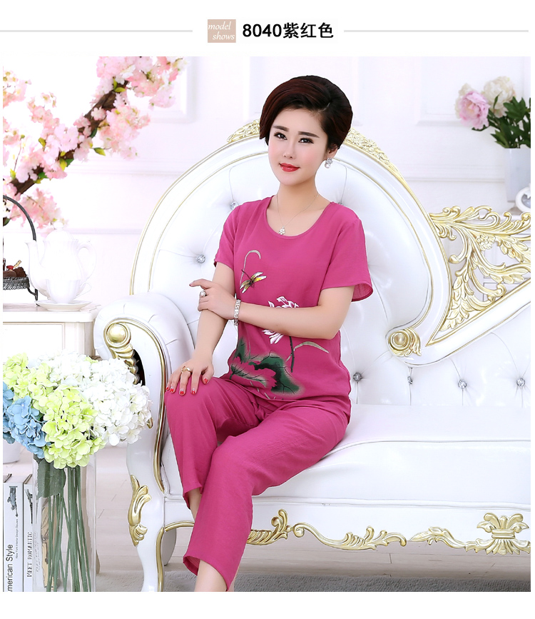 Mùa hè lỏng kích thước lớn đồ ngủ nữ cotton cotton lụa XL trung niên mẹ tải giản dị dịch vụ nhà