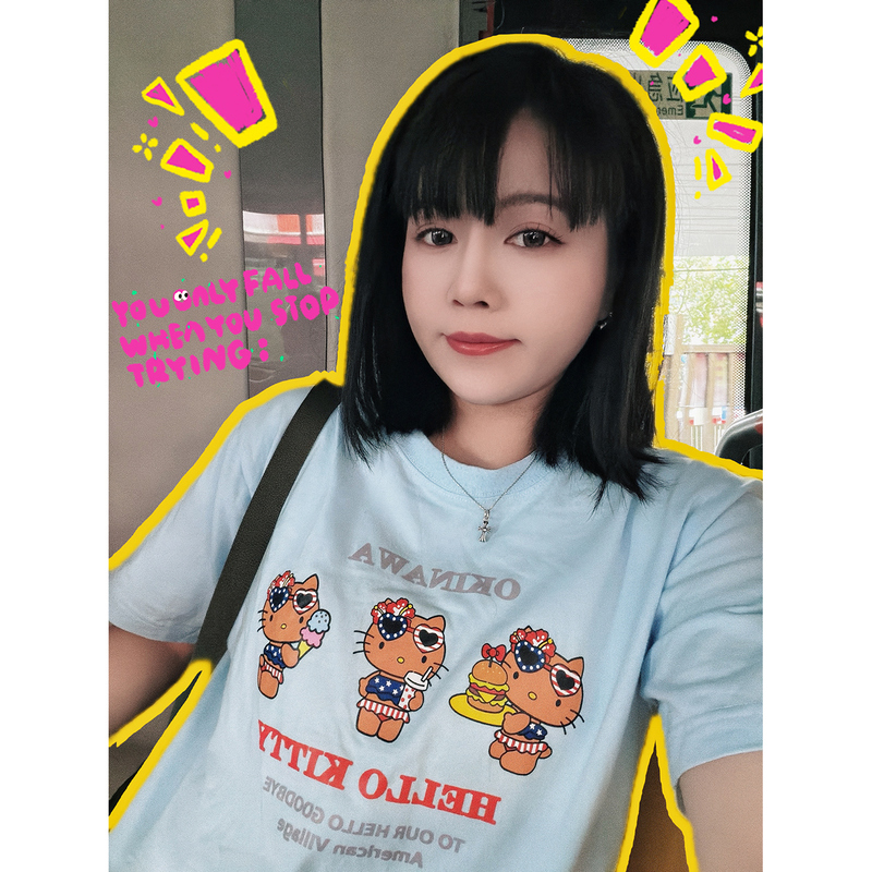 Summer Fashion Trendy Cartoon Okinawa Black Leather Kitty Cat Pure Cotton Short-Sleeve T-Shirt for Women, Cute, Flattering, Versatile Summer Fashion Trendy Cartoon Okinawa Black Leather Kitty Cat Pure Cotton Short-Sleeve T-Shirt for Women, Cute, Flattering, Versatile