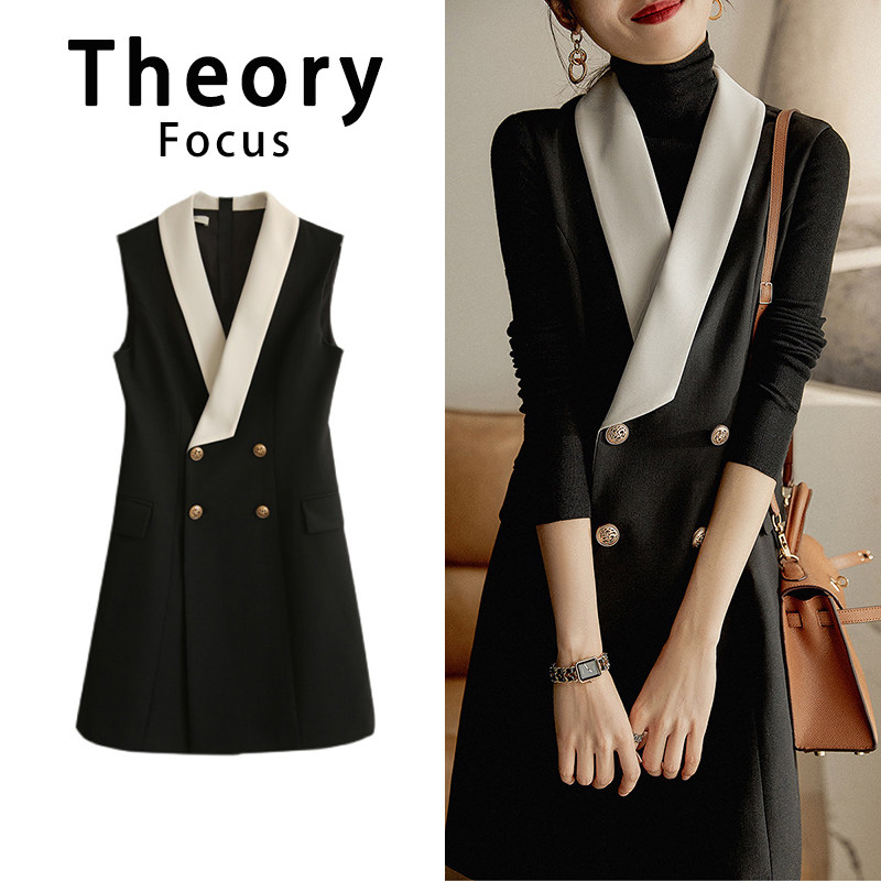 High quality Theory Focus green fruit collar 2024 spring tych OL Morden Handkeratsuit Waistcoat waistcoat Qun-Taobao