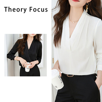 Theory Focus新款衬衫女长袖气质工作服西装简约打底上衣裤子套装