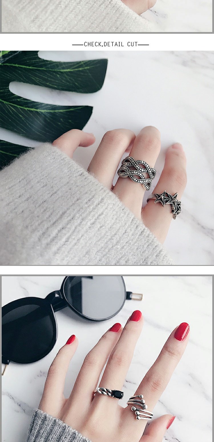 Nhẫn bạc nữ ngày sinh viên hipster Hàn Quốc đơn giản sáng tạo khai trương retro cũ lớn rộng chuỗi chỉ số ngón tay nhẫn nhẫn vàng trắng nam