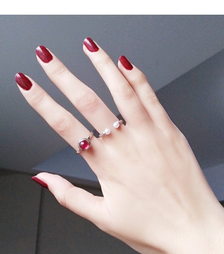Mã não đỏ s925 sterling bạc ngày Hàn Quốc sáng tạo đơn giản hipster retro sinh viên hoang dã chỉ số nhẫn ngón tay nữ nhẫn bạc nam