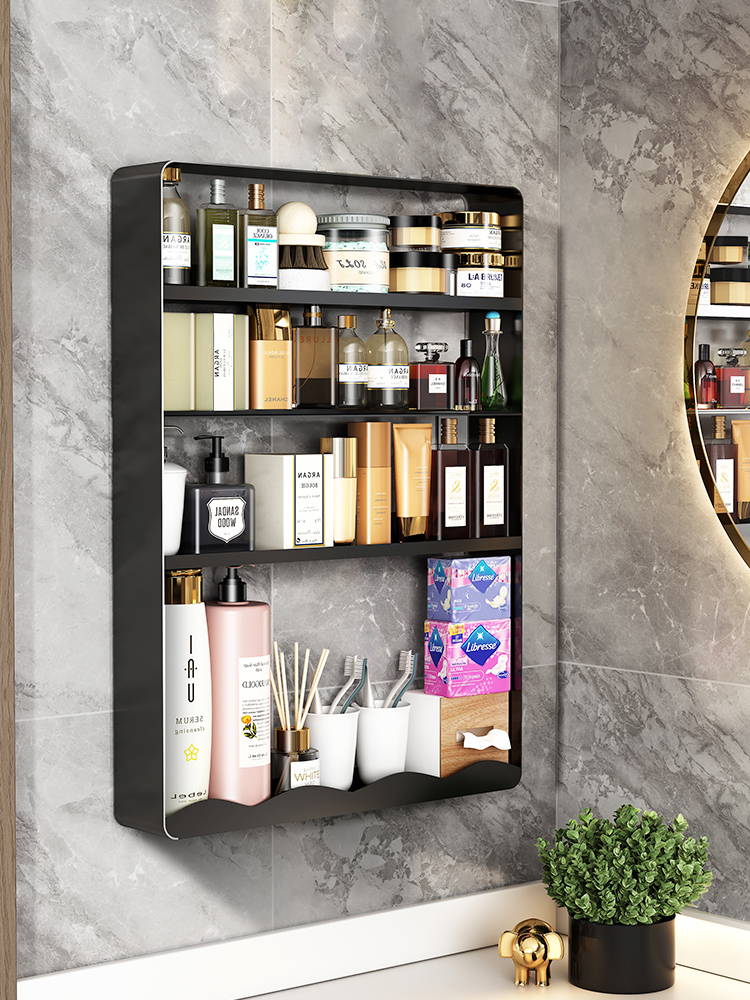Powder room shelf washstand storage cabinet Cosmetics bathroom Light luxury wind Wall-mounted wall-mounted wall-mounted toilet