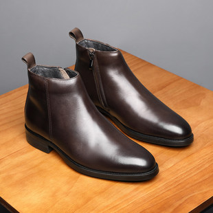 Martens, сапоги, флисовые удерживающие тепло челси в английском стиле с молнией, из натуральной кожи