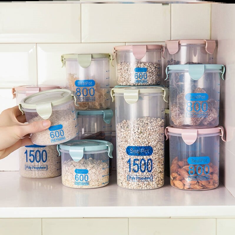 Grain Intake Jars Meat Pine Tea Dry Goods Storage Capacity Cylindrical Box Cylinder Plastic Bottles Carry dog food
