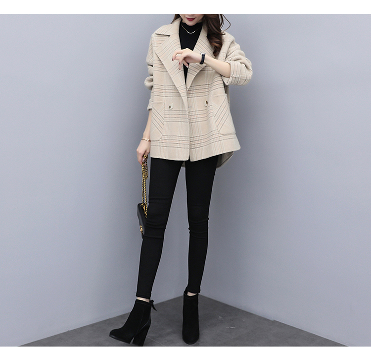 2018 phụ nữ mới mùa thu và mùa đông rộng rãi áo khoác len ngắn cỡ lớn lưới nữ coat áo khoác len nam nhỏ áo khoác uniqlo nữ