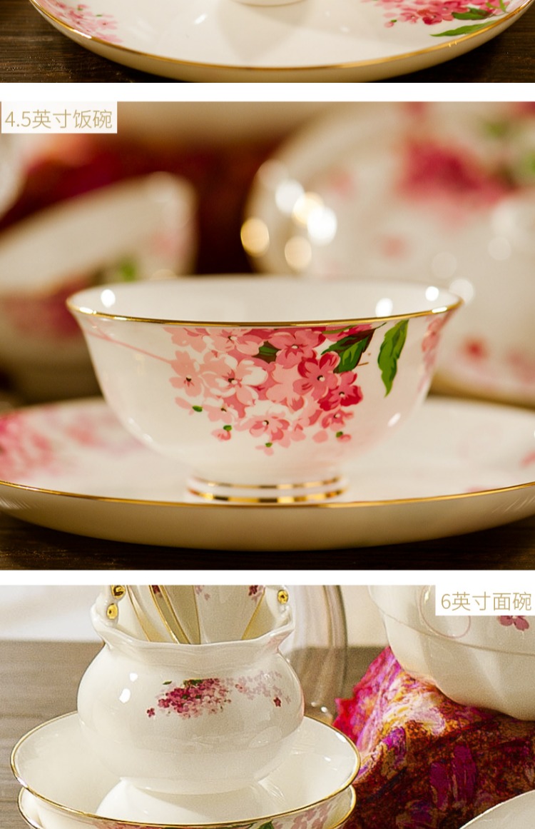 Bộ đồ ăn bằng gốm sứ Jingdezhen bát cơm bát bát gốm bát đĩa món cá bát súp bát hương vị món ăn miễn phí phù hợp muỗng ăn cơm