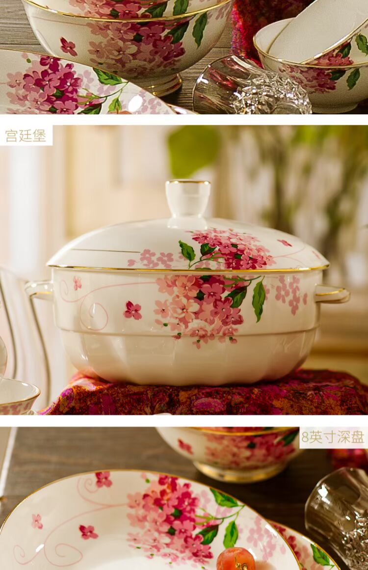 Bộ đồ ăn bằng gốm sứ Jingdezhen bát cơm bát bát gốm bát đĩa món cá bát súp bát hương vị món ăn miễn phí phù hợp muỗng ăn cơm