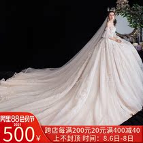 Word shoulder main wedding dress bride 2020 new bandeau forest department super fairy dream tail small champagne color